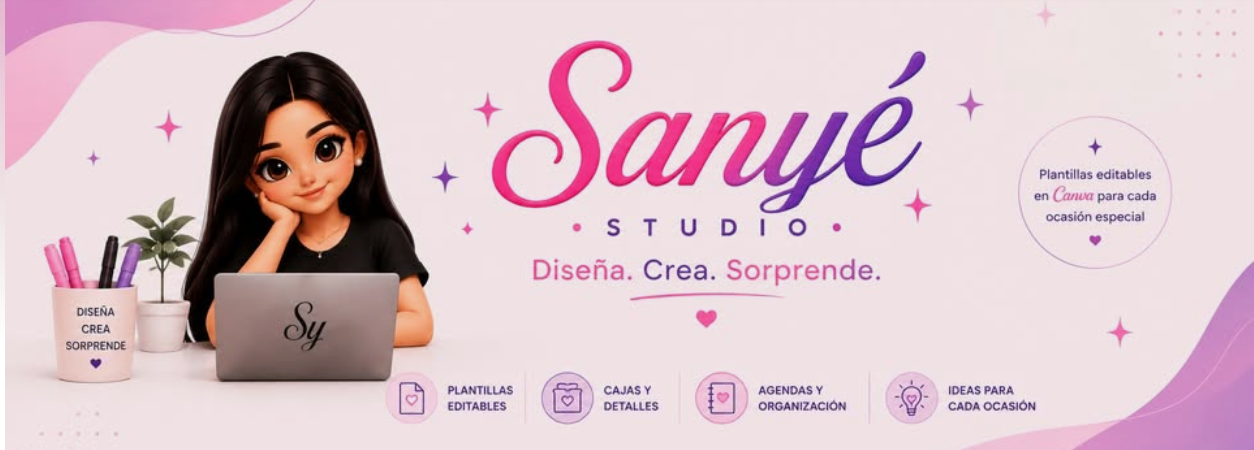 Sanyé Studio: diseñadora con su laptop creando plantillas